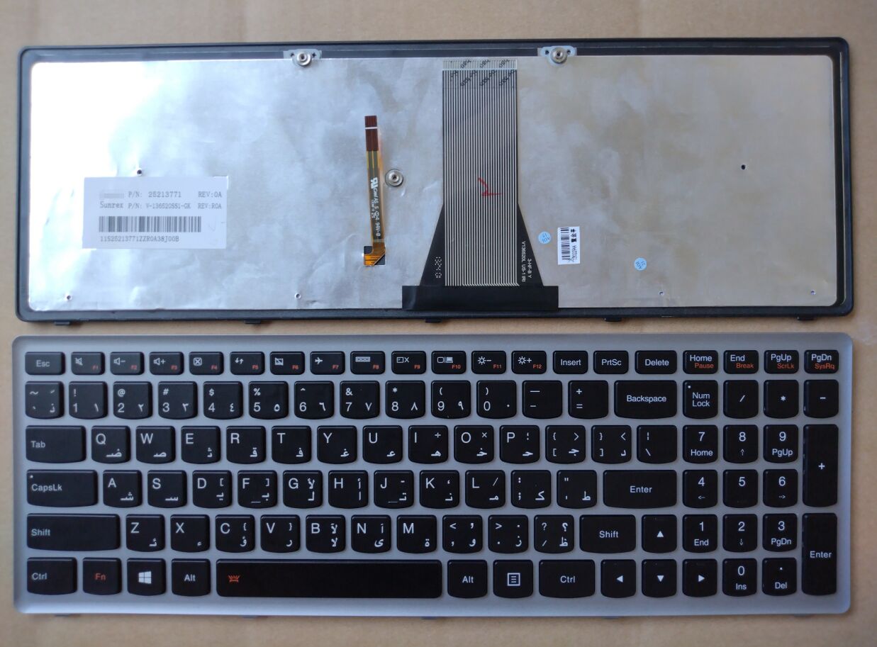 Picture of New Replacement Laptop Keyboard For LENOVO G500S SILVER FRAME BLACK Backlit AR Layout